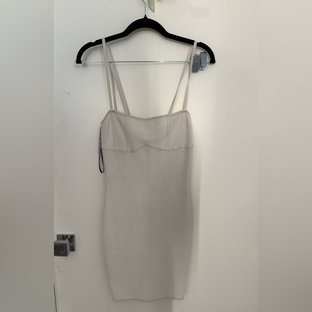 Herve Leger Cream Strapless Dress